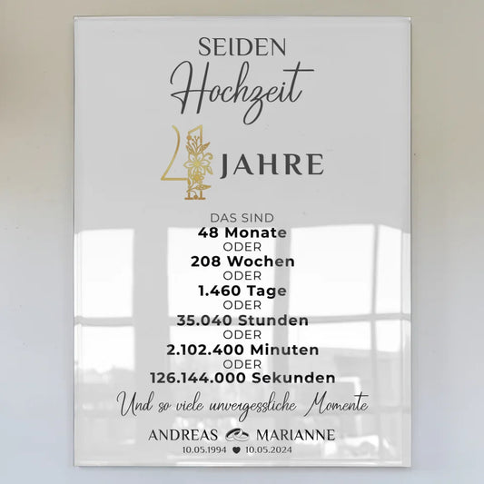 acrylglas bild geschenk zur seidenhochzeit 4 hochzeitstag momente namen wunschtext Poster zum Hochzeitstag zum Hochzeitstag 1