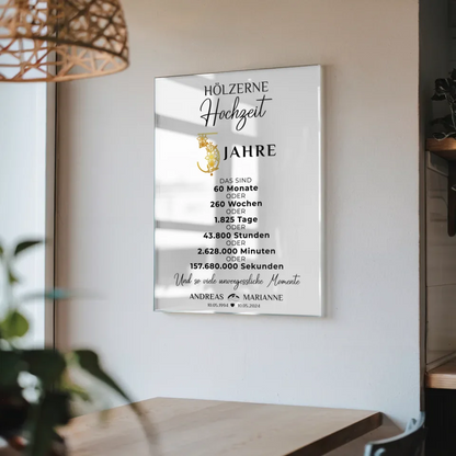 Acrylglas Bild zur Hölzernen Hochzeit 5. Hochzeitstag Momente