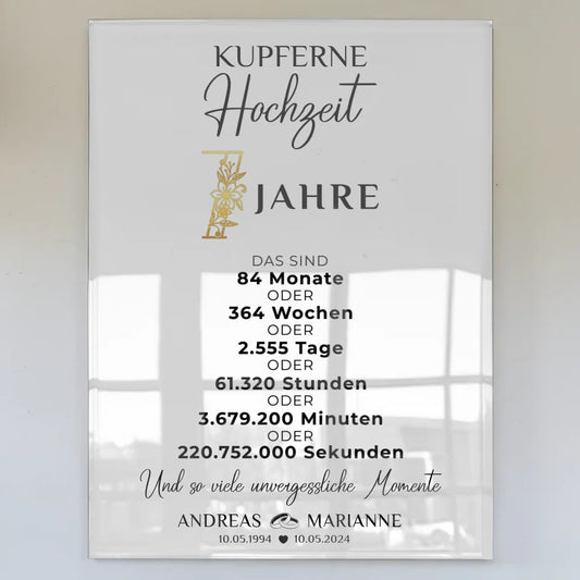 acrylglas bild geschenk fur 7 hochzeitstag momente zur kupferne hochzeit mit namen Poster zum Hochzeitstag zum Hochzeitstag 1