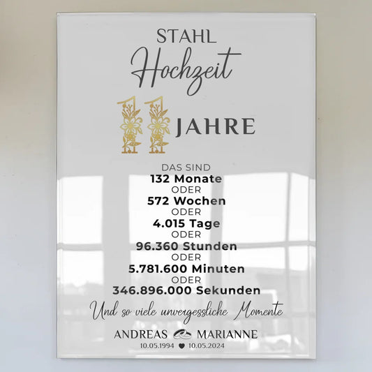 acrylglas bild geschenk zur stahlhochzeit 11 hochzeitstag namen Poster zum Hochzeitstag zum Hochzeitstag 1