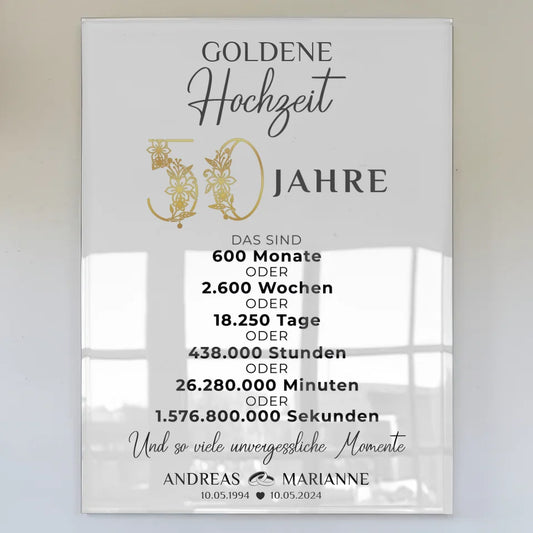 acrylglas bild zur goldenen hochzeit personalisiertes geschenke momente namen Poster zum Hochzeitstag zum Hochzeitstag 1