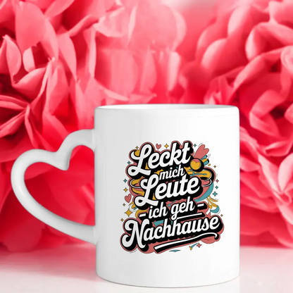 Lustige Tasse mit Spruch Leckt mich Leute - Retro Design für gute Laune