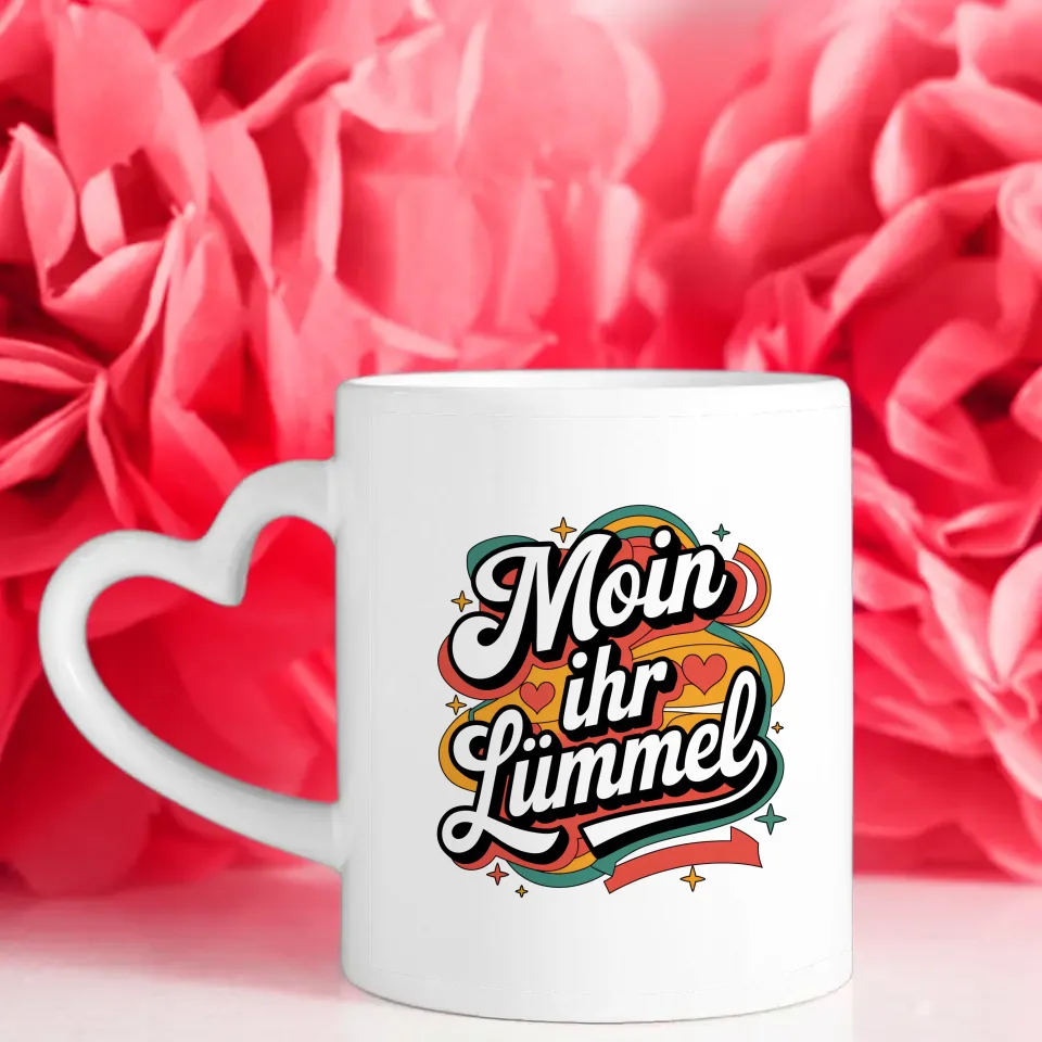 Lustige Sprüche Tasse Moin Ihr Lümmel im Retro-Stil