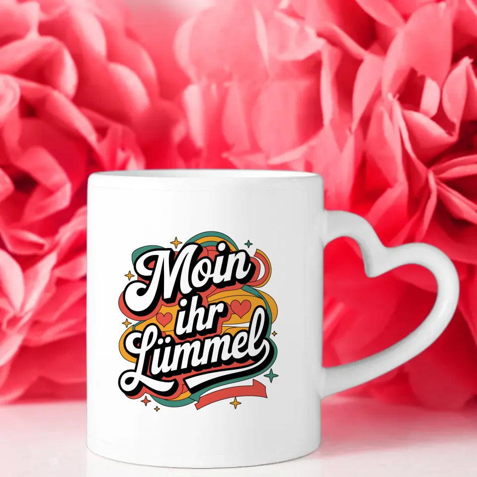 Lustige Sprüche Tasse Moin Ihr Lümmel im Retro-Stil
