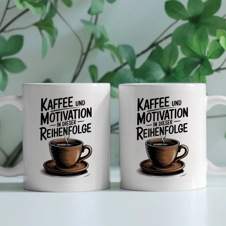 Kaffeetasse mit Spruchbilder Motiv Kaffee und Motivation schön gestaltet