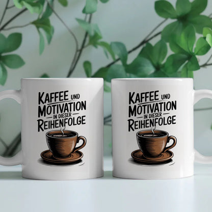 Kaffeetasse mit Spruchbilder Motiv Kaffee und Motivation schön gestaltet