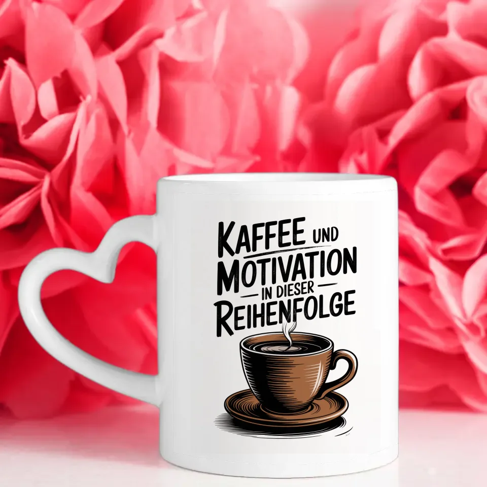 Kaffeetasse mit Spruchbilder Motiv Kaffee und Motivation schön gestaltet