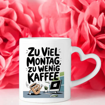 Tasse mit Spruchbild Zu viel Montag zu wenig Kaffee kreative Illustration