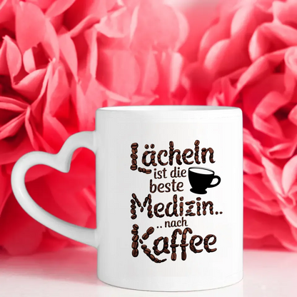 Kaffeetasse Spruchbild Lächeln ist die beste Medizin Lustig
