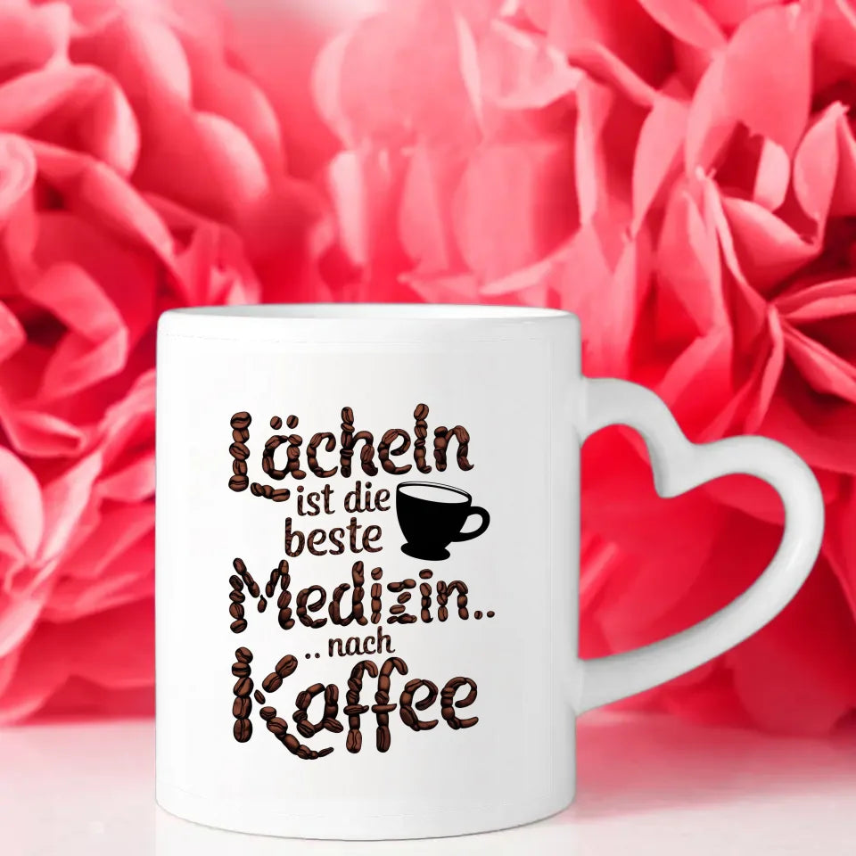 Kaffeetasse Spruchbild Lächeln ist die beste Medizin Lustig