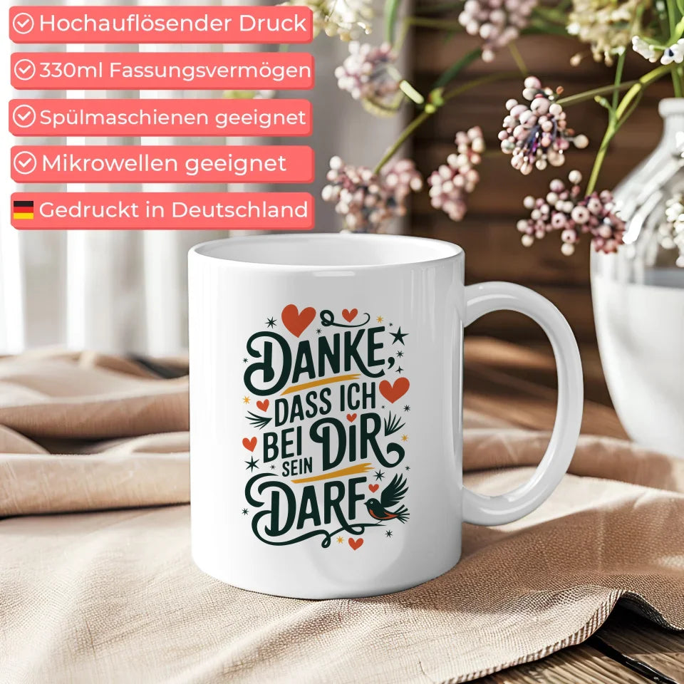 Tasse Liebe und Herzen Danke für deine Zuneigung Design