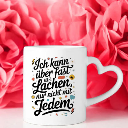 Lustige Tasse mit Spruch Ich kann über fast alles lachen Geschenktasse