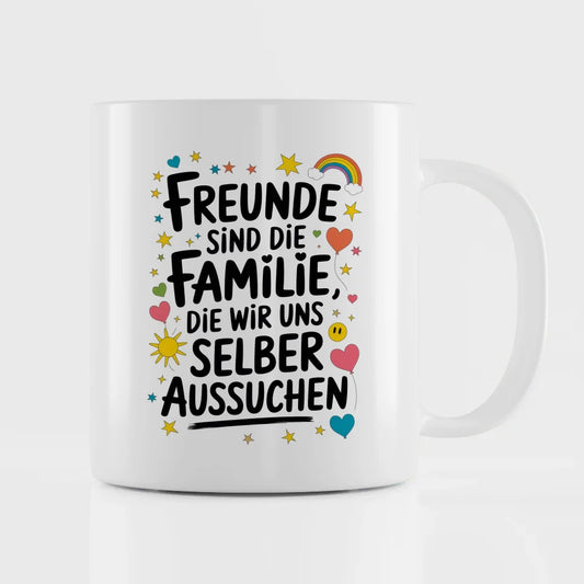 Tasse Beste Freundin mit liebevollem Spruch und bunten Motiven