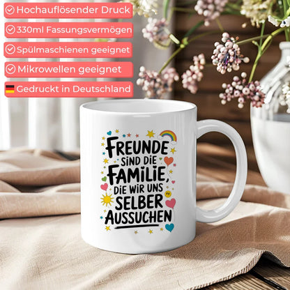 Tasse Beste Freundin mit liebevollem Spruch und bunten Motiven