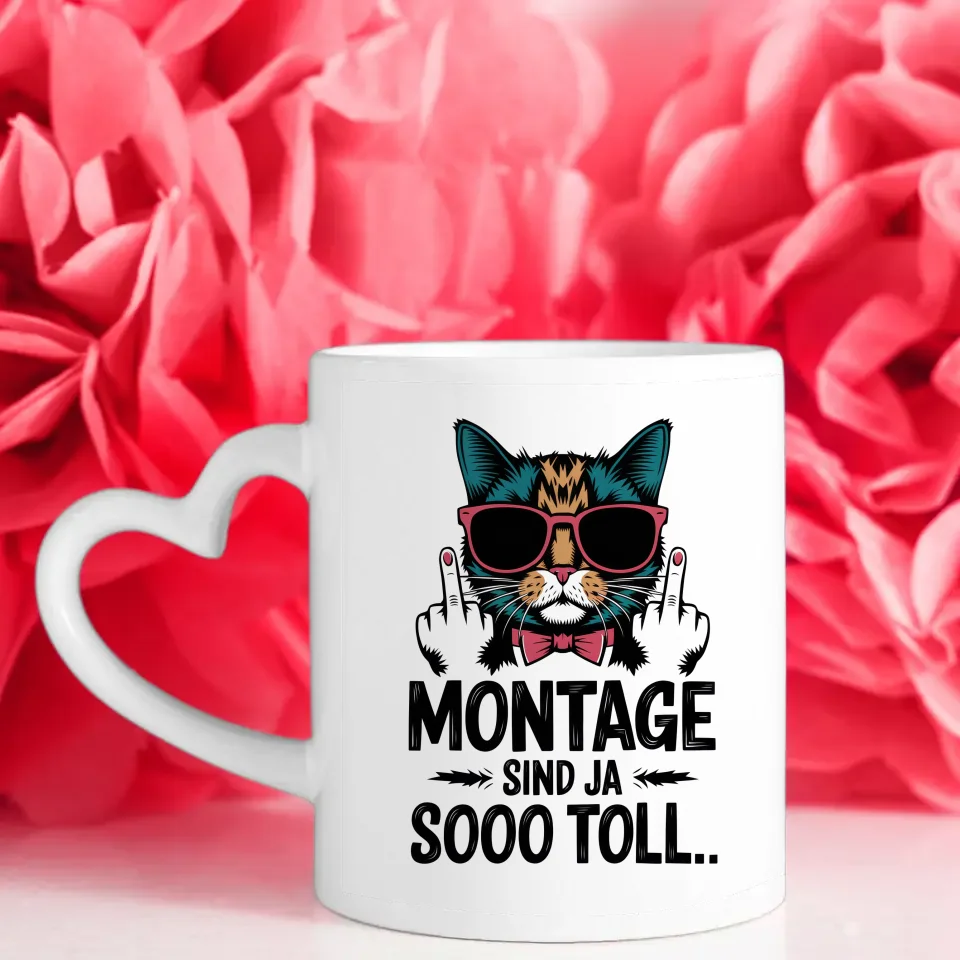 Lustige Tasse mit Katze und Spruch Montage sind toll