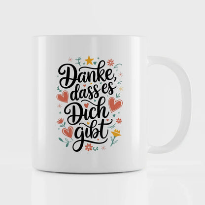 Liebevolle Tasse mit Herzen Danke dass es dich gibt Design