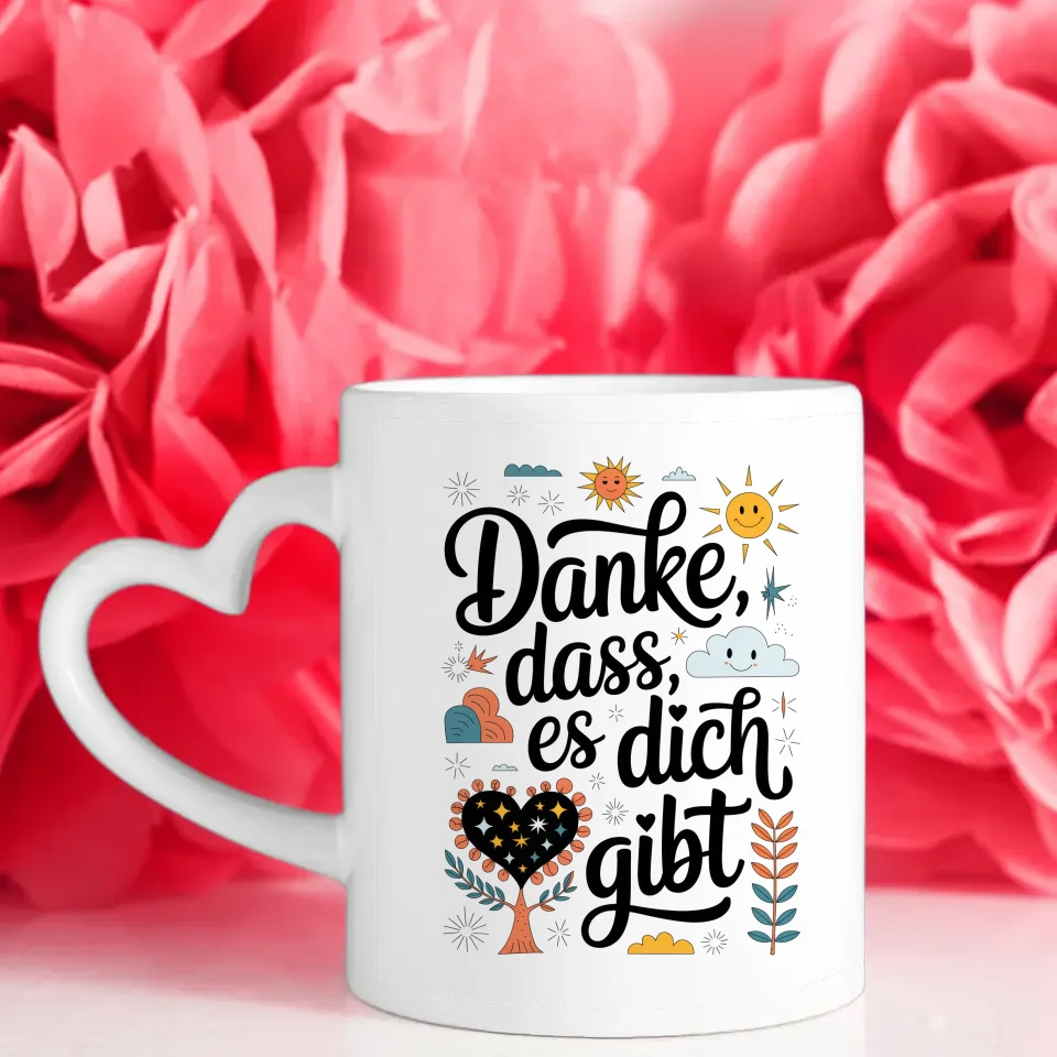 Tasse Liebe Herzen Danke dass es dich gibt Illustration
