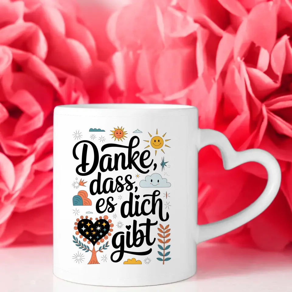 Tasse Liebe Herzen Danke dass es dich gibt Illustration