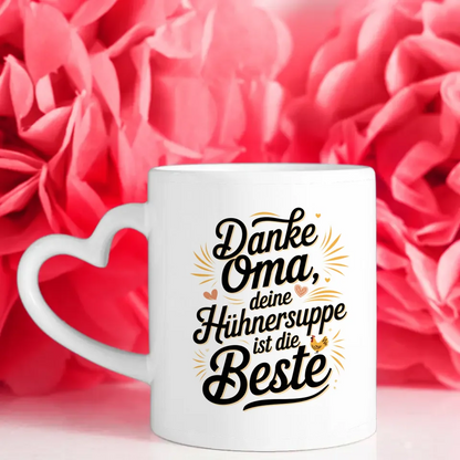 Oma Tasse mit Handlettering Danke für die Hühnersuppe