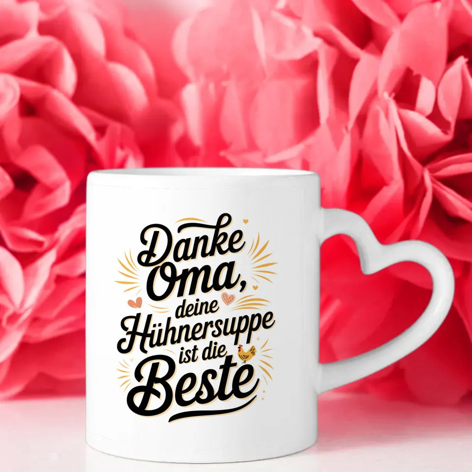 Oma Tasse mit Handlettering Danke für die Hühnersuppe