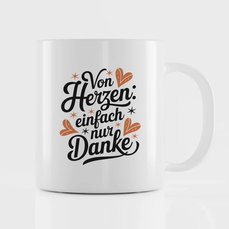 Tasse Liebe und Herzen mit Danke Illustration von Herzen