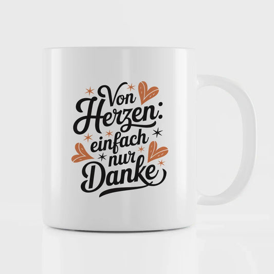 Tasse Liebe und Herzen mit Danke Illustration von Herzen