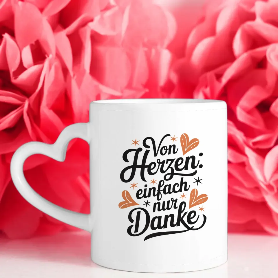 Tasse Liebe und Herzen mit Danke Illustration von Herzen