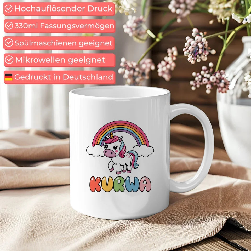 Tasse mit süßem Einhorn und Regenbogen für Tierliebhaber