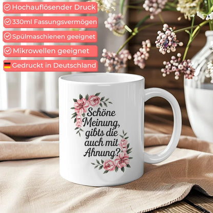 Lustige Sprüche Tasse mit Blumen und schicker Textphrase gestalten