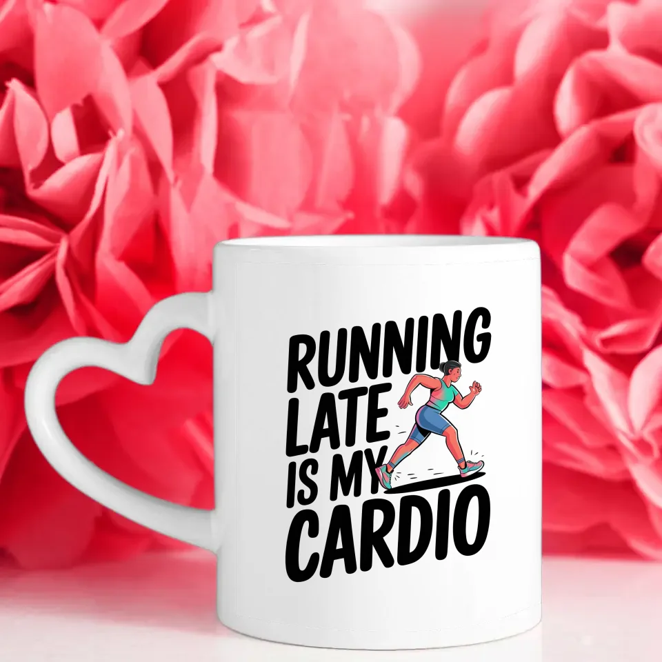Lustige Tasse mit Spruch Running Late Is My Cardio