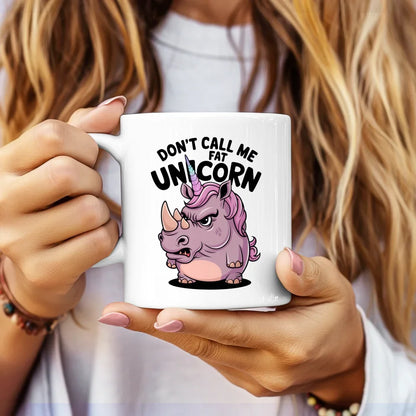 Humorvolle Tasse mit wütendem Nashorn und Einhornhorn Tierdesign