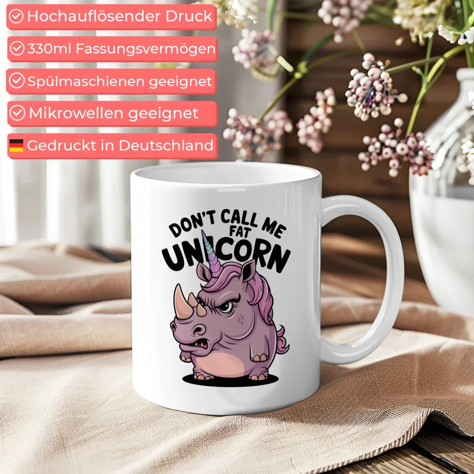 Humorvolle Tasse mit wütendem Nashorn und Einhornhorn Tierdesign
