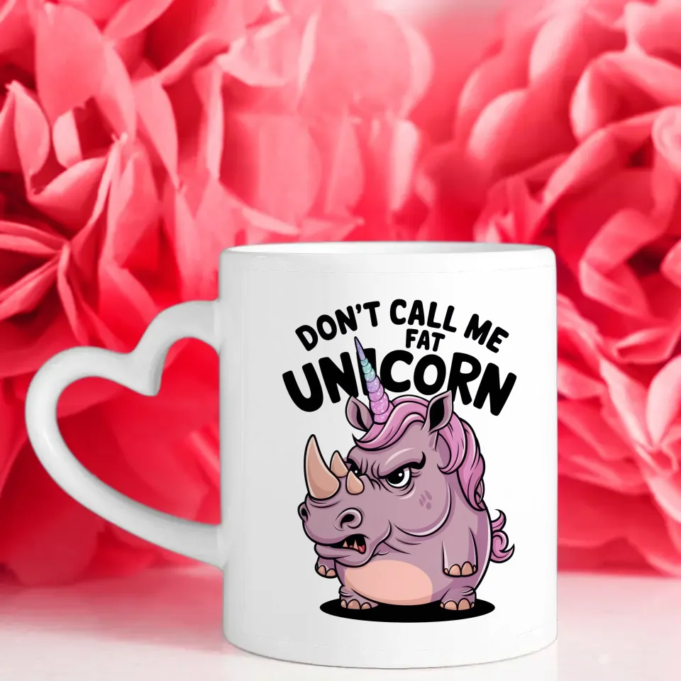 Humorvolle Tasse mit wütendem Nashorn und Einhornhorn Tierdesign