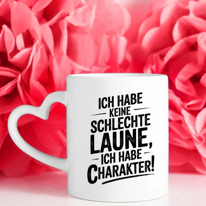 Lustige Tasse mit Spruch Ich habe Charakter Vintage Design in Weiß