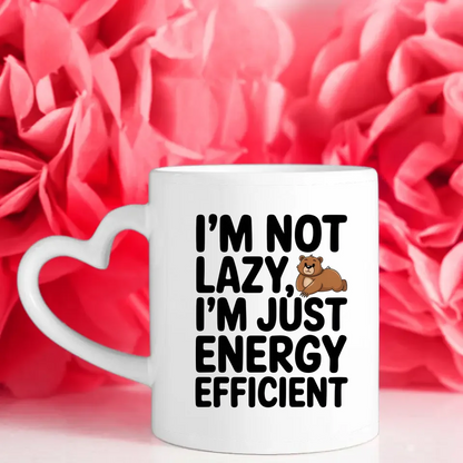 Lustige Tasse mit Spruch Ich bin nicht faul energieeffizient Bären Design