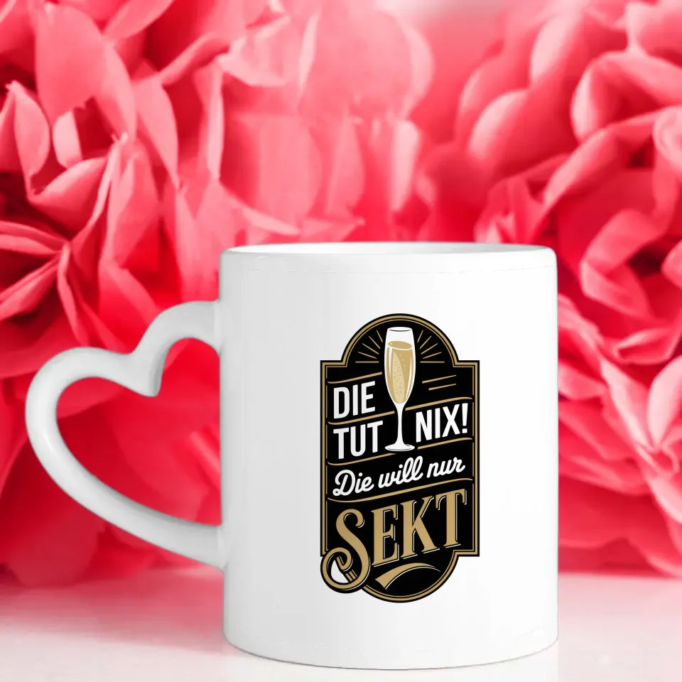 Lustige Sprüche Tasse mit Vintage Abzeichen und Champagnerglas