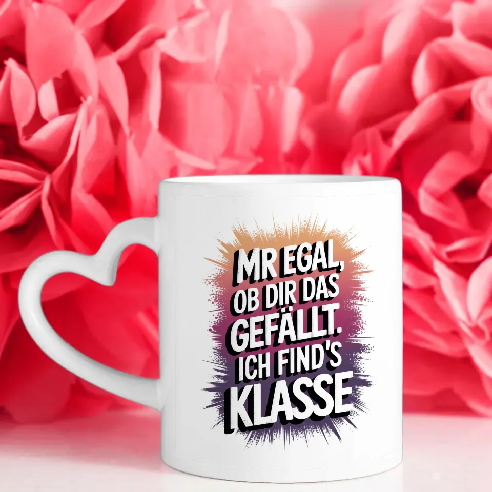 Lustige Sprüche Tasse mit Farbverlauf Rosa Lila und Handgeschriebenem Text