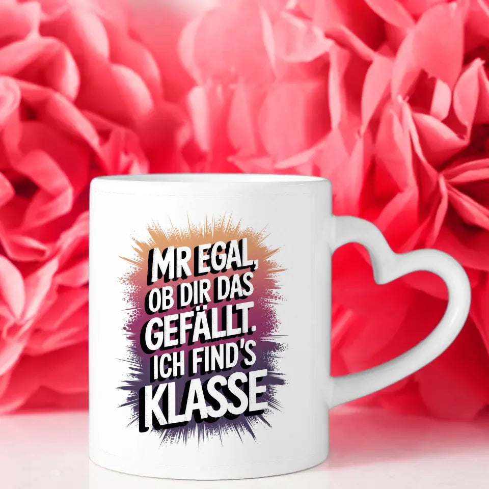 Lustige Sprüche Tasse mit Farbverlauf Rosa Lila und Handgeschriebenem Text