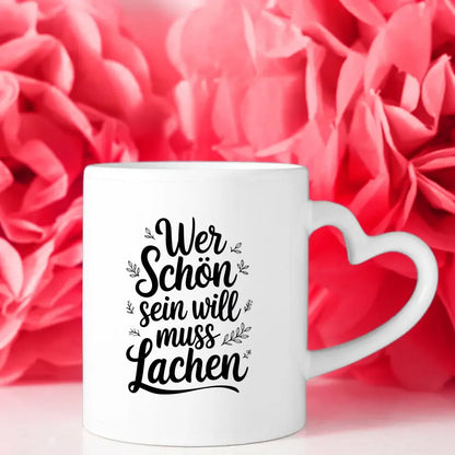 Tasse mit Spruchbildern Lachen macht schön Deko für Freude