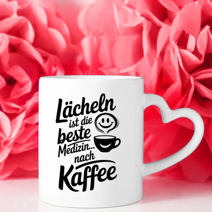 Kaffeetasse Spruchbild Lächeln ist die beste Medizin