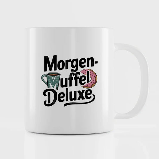 Morgenmüffel deluxe Tasse mit Donut und Vintage Design für Kaffeeliebhaber
