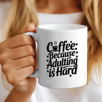 Handgemachte Tasse Spruchbild Coffee Because adulting is hard Geschenk