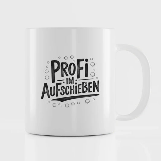 Lustige Tasse Profi im Aufschieben mit handgemachtem Design
