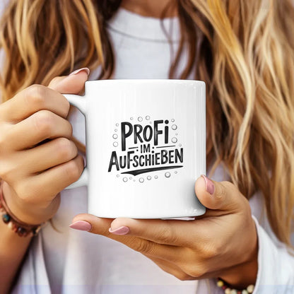 Lustige Tasse Profi im Aufschieben mit handgemachtem Design