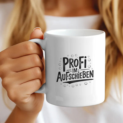 Lustige Tasse Profi im Aufschieben mit handgemachtem Design