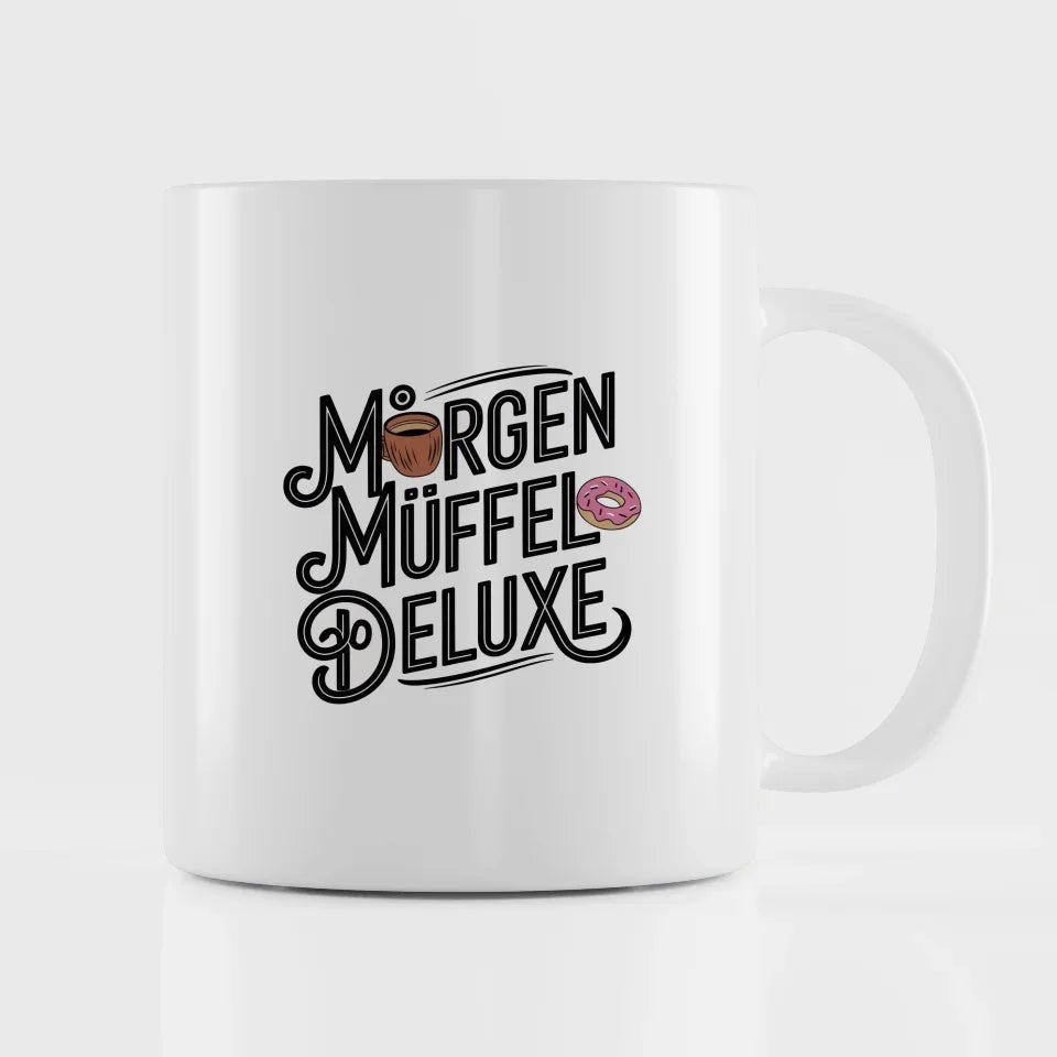 MORGEN MUFFEL DELUXE Tasse mit Vintage Spruchbild im handgefertigten Design