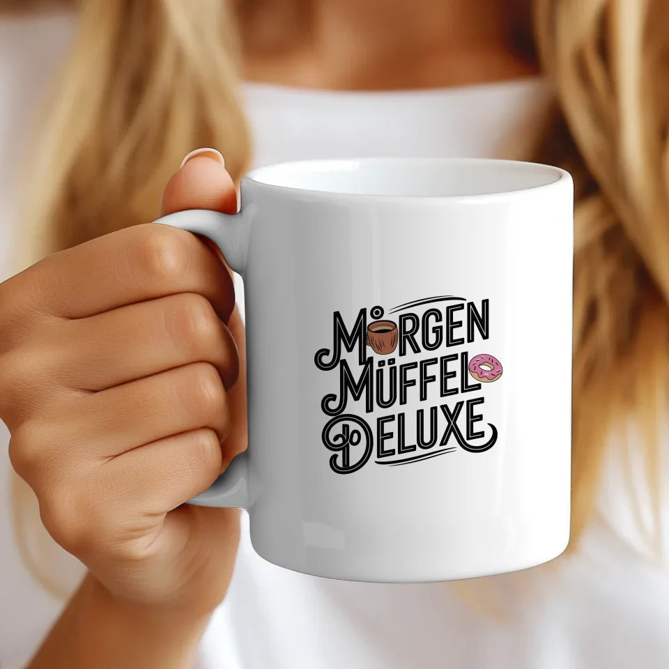 MORGEN MUFFEL DELUXE Tasse mit Vintage Spruchbild im handgefertigten Design