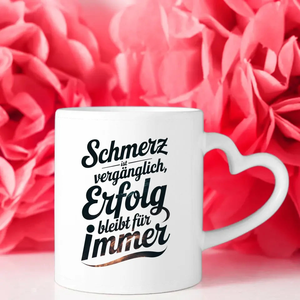 Kunstvolle Tasse mit inspirierendem Spruch Erfolg bleibt für immer