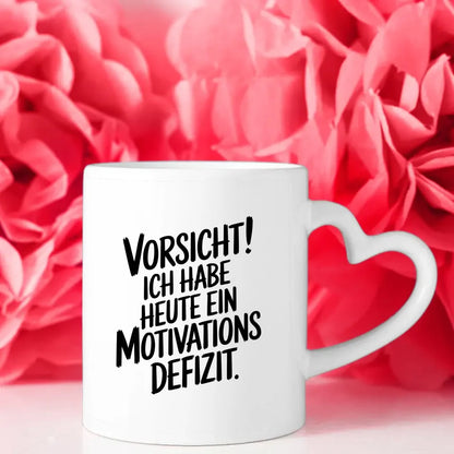 Tasse mit lustigem Spruch Motivationsdefizit für einen Lächelnmacher
