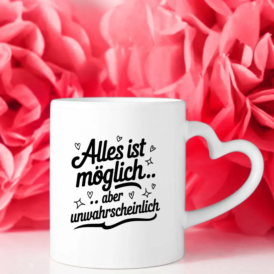 Lustige Sprüche Tasse mit handgezeichneten Sternen und Herzen